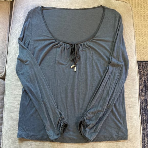 Vintage John Galliano semi sheer long sleeve shirt - Slate Blue - Size Large - Picture 2 of 10